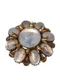 Vintage Florenza Moon Stone Raised Brooch (A4076)