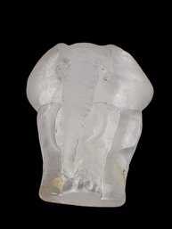 Signed Vintage Mats Johasson Dated Lead Crystal Elephant Statue Or Bookend #6388