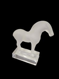 Vintage Lalique Tang Frosted Glass Petite Horse Statue Signed #6389