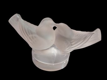 Vintage Signed Lalique Double Bird Small Statue As Is #6471