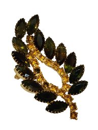 Vintage 2 Tone Rhinestone Well Made Brooch # 6436