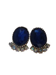 Vintage Unsigned Beautiful Rhinestone Clip Earrings $6424