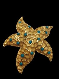 Vintage Signed Textured CORO Starfish Brooch (A4552)