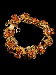 Vintage Juliana Rhinestone And Filigree Bracelet (A4557)