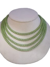 Vintage Unique Crystal & Glass Rounded 4 Strand Necklace (A4521)