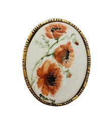 Vintage Painted Porcelain Brooch Or Pendant (A5758)