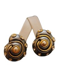 Vintage Signed KJL Snail Shell Clip Earrings (A2047)