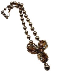 Vintage Hand Wired Faceted Crystal & Faux Pearl Necklace (A1205)