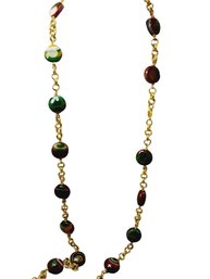 Stunning Vintage Banded Agate & Tourmaline Beaded Chain Necklace (A1433)