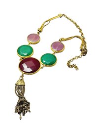 Unusual Faceted Spinal Tourmaline Disc Tassel Necklace (A1437)