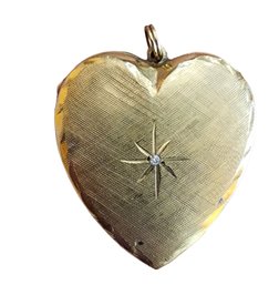 14kt Vintage 1960s Heart Locket With Diamond (A1639)