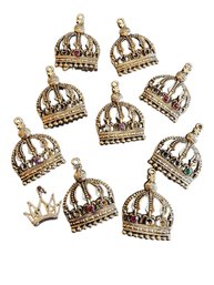 Vintage Crown Charms That Need Stones Lot Of 9 (A1777)