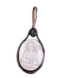 Vintage Signed Sajen 925 Sterling Abalone Shell With Buddha Pendant (A2128)