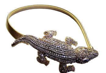 Vintage Huge Jeweled Alligator Belt (A4200)