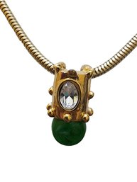 Vintage Unsigned Mogul Style Glass And Rhinestone Pendant Necklace # 5189