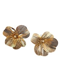 Vintage Wire Flower Pierced Earrings #5192