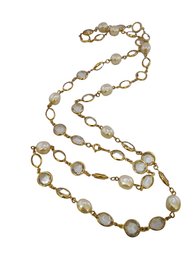 Vintage Acrylic Pearl And Faux Crystal 42' Necklace