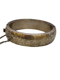 Vintage Silvertone Floral Bangle Bracelet #5231
