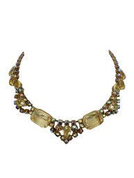 Stunning Vintage Rhinestone And Glass Necklace #5201