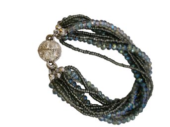 Vintage Glass And Crystal Magnetic Closure Bracelet #5242