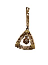 Vintage 10kt Gold & Diamond Filigree Pendant (A5261)
