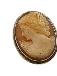 Antique Rare 900 Platinum Left Facing Shell Cameo Brooch Pendant (A5278)