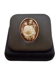 Antique 10kt Gold Raised Flower Cameo Ring Size 5 (A5317)