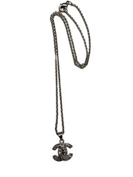 Double C Rhinestone Charm Pendant Necklace #4539
