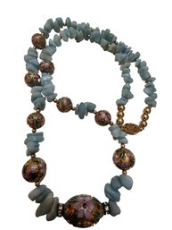 Beautiful Stones And Cloisonne Chinese Export Necklace (A4542)