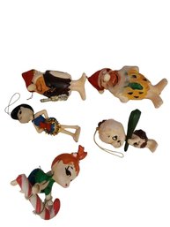 Vintage 70s Asst Flintstones Hong Kong Christmas Ornaments #5324