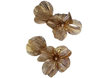 Wired Hand Done Flower Pierced Earrings # 5346