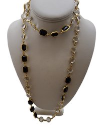 Vintage 38' Faux Crystal Bezel Set Necklace #5344