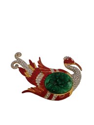 Contemporary Faux Peking Resin Acrylic Swan Brooch #5342