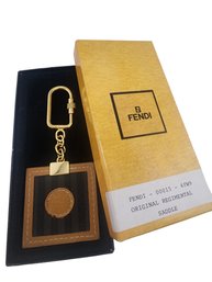 Vintag NOS Boxed Fendi Original Regimental Saddle Key Chain #4644