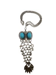 Vintage Owl Statement Pendant Necklace # 4693