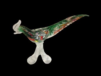 Vintage MCM Art Glass Murano Millefiori  Glass Pheasant Statue #5429