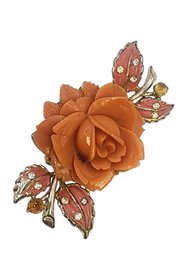 Vintage Molded Resin Flower Brooch #6582