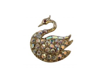 Vintage Rhinestone Swan Brooch # 6332