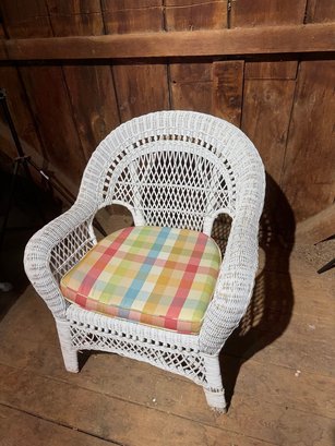 White Wicker Chair  With Cushion