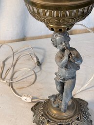 Antique Royal Banquet Lamp  With Cherub Playing Flute