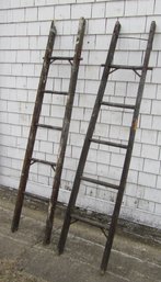 2 Vintage Wooden Ladders For Decoration