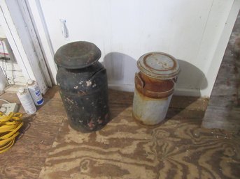 2 Vintage Metal Milk Cans