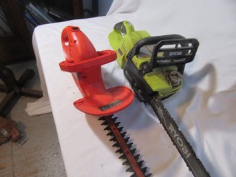 Ryobi Battery Chain Saw And Electric Black And Decker Hedge Trimmer