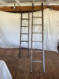 2 Old Wooden Ladders