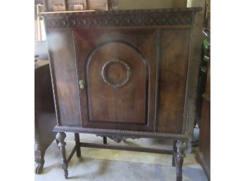 Depression Era Blind Door China Cabinet