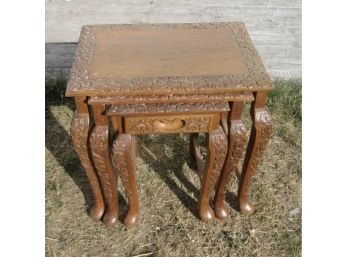 Carved Wooden Nest Of Tables