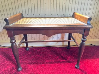 Antique Walnut Bench With Caned Seat