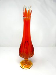 Viking Glass Swung MCM Orange Amberina VASE