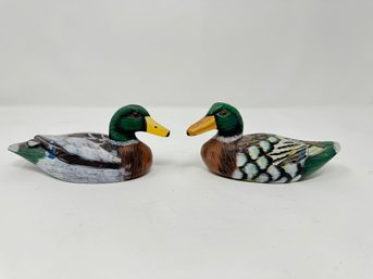 Two Miniature Wooded Duck Decoys