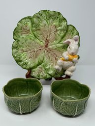 Group Of Ceramic Cabbage Bowls And Platter